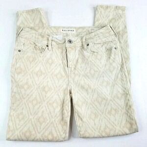 Bullhead Denim Jeans Womens 9 Beige Ikat Ankle Skinniest Skinny Zip Hem